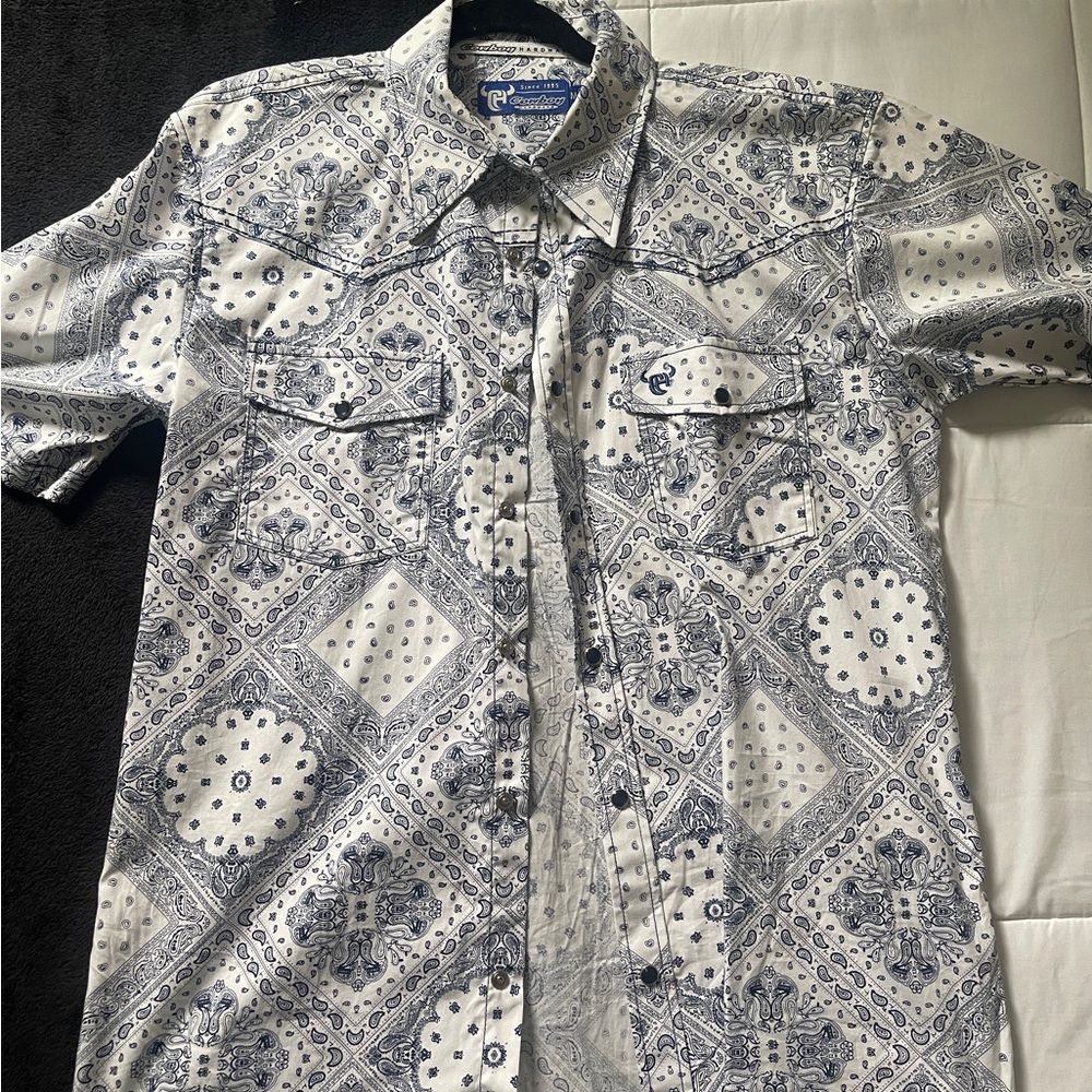Wrangler Men's Navy and White Geometric Shirt